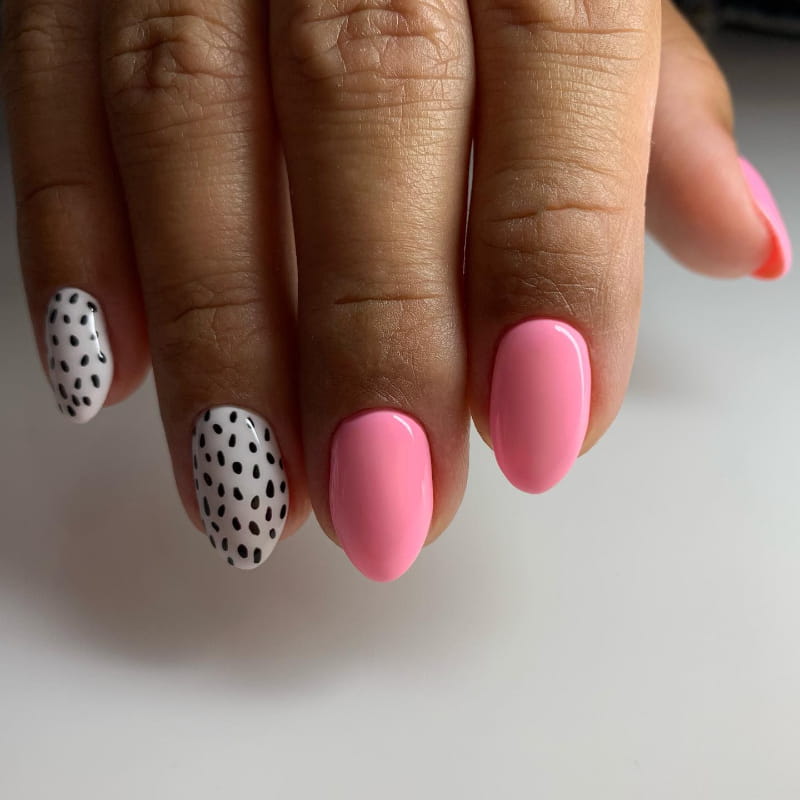 White, Pink and Black Polka Dots
